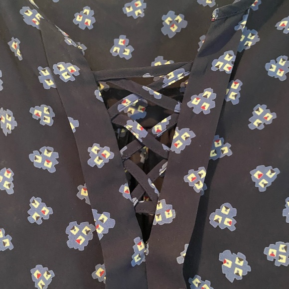 Women’s Pleione Sleeveless‎ Top Tank - Navy Patterned Size Medium - Picture 3 of 6